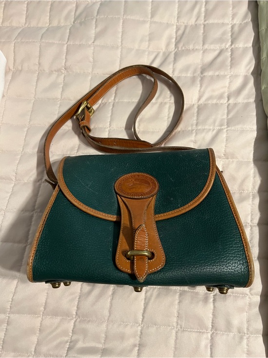 Dooney & Bourke Handbags - Dooney & Bourke Forest Green Leather Crossbody with Tan Trim